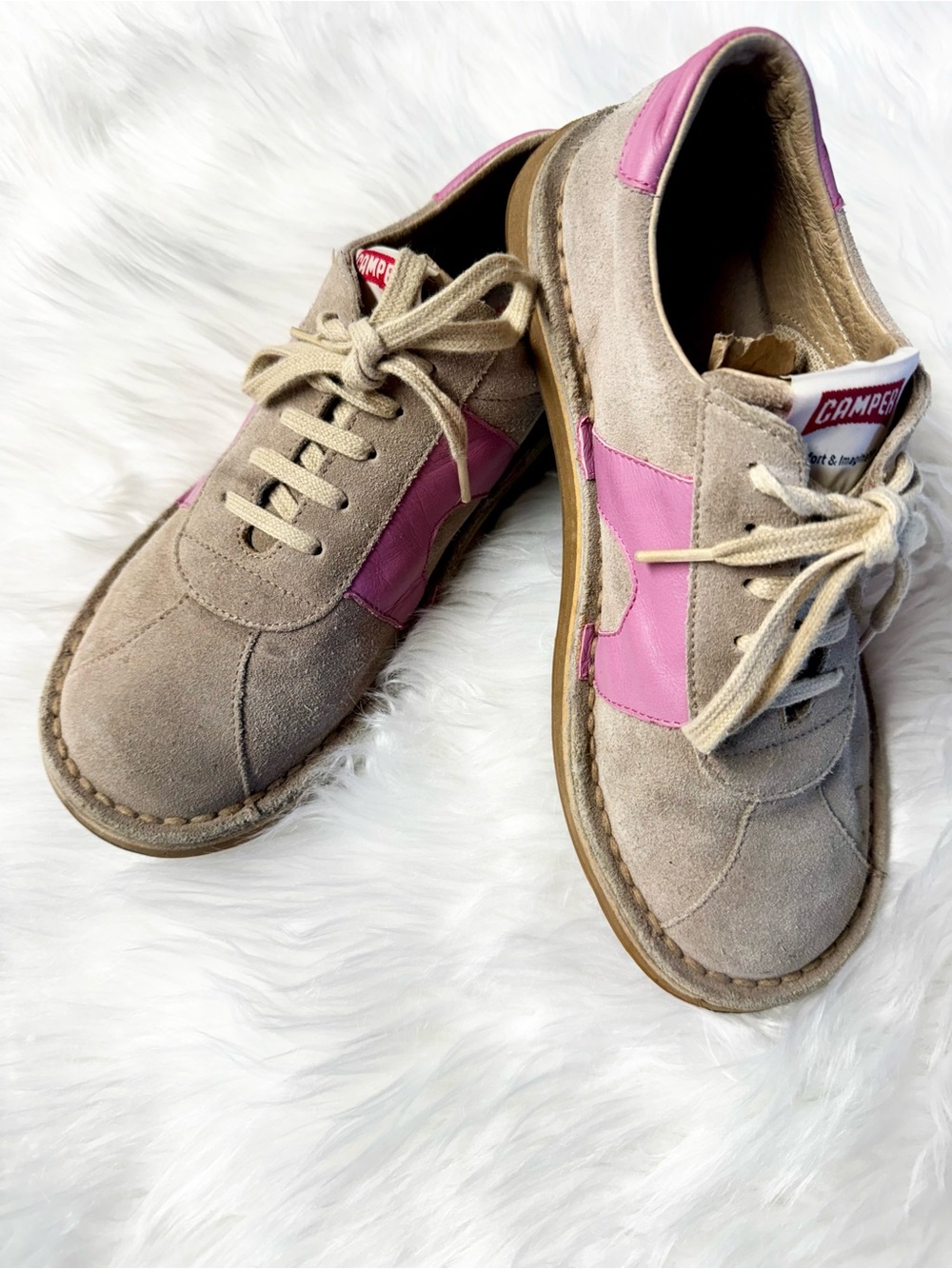 Camper Women’s Soller suede & leather sneakers beige pink Outdoor Sz 36 EU
Sz 6